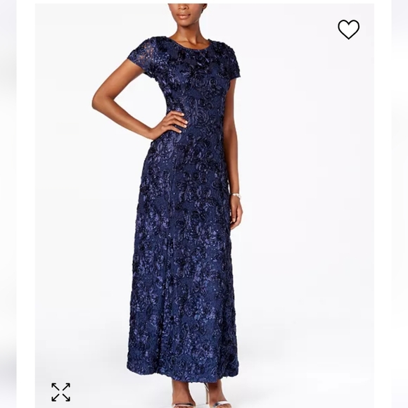 Alex Evenings Rosette A Line Gown l - Picture 7 of 9